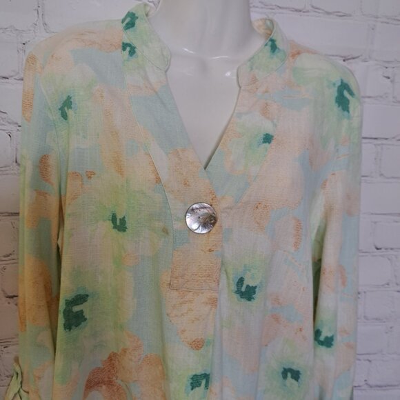 Ruby Rd. Abstract Print Linen Rayon Tunic Top Size Medium - Picture 4 of 9